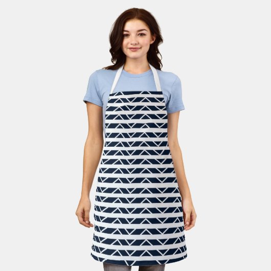Navy Blue White Chevron Pattern Schort (Gedragen)