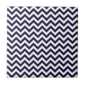 Navy Blue White Chevron Pattern Tegeltje (Voorkant)