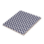 Navy Blue White Chevron Pattern Tegeltje (Zijkant)