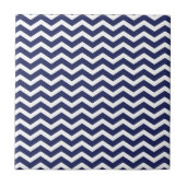 Navy Blue White Chevron Pattern Tegeltje (Voorkant)