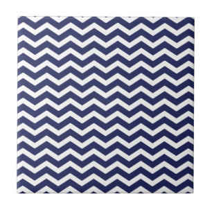 Navy Blue White Chevron Pattern Tegeltje