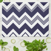 Navy Blue White Chevron Pattern Theedoek (Gevouwen)