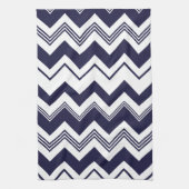 Navy Blue White Chevron Pattern Theedoek (Verticaal)