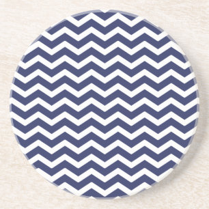Navy Blue White Chevron Pattern Zandsteen Onderzetter