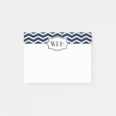 Navy Blue White Chevron Patterned Monogrammed Post-it® Notes (Voorkant)