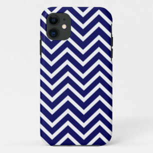 Navy Blue White Chevron Stripe iPhone 5 Hoesje