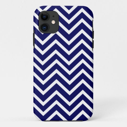 Navy Blue White Chevron Stripe iPhone 5 Hoesje (Achterkant)