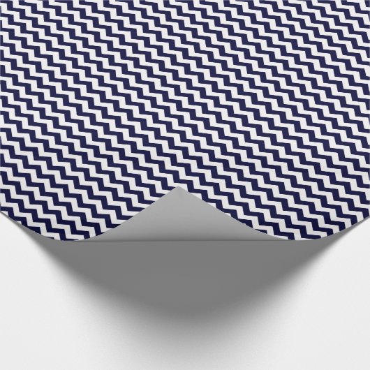 Navy Blue White Chevron Zig-Zag Pattern Cadeaupapier (Hoek)