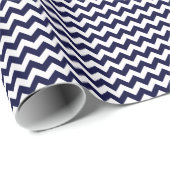Navy Blue White Chevron Zig-Zag Pattern Cadeaupapier (Rol Hoek)