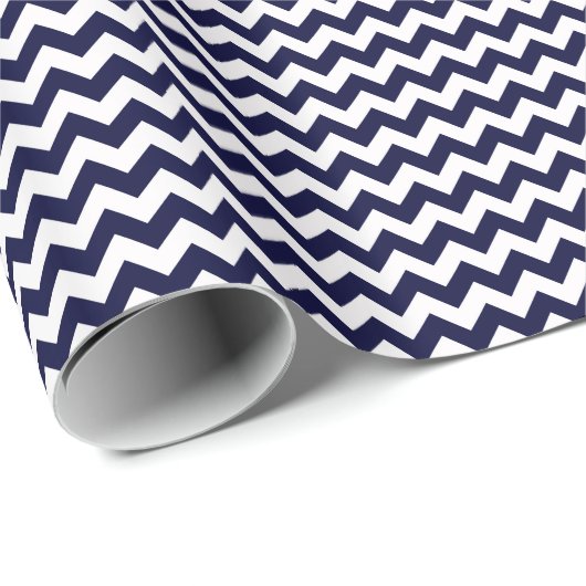 Navy Blue White Chevron Zig-Zag Pattern Cadeaupapier (Rol Hoek)