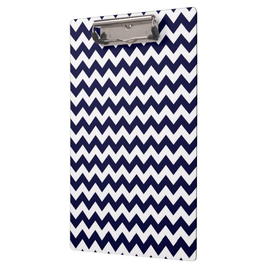 Navy Blue White Chevron Zig-Zag Pattern Klembord (Links)