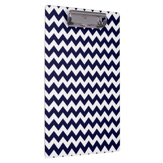 Navy Blue White Chevron Zig-Zag Pattern Klembord (Rechts)