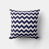 Navy Blue White Chevron Zig-Zag Pattern Kussen (Achterkant)