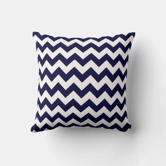 Navy Blue White Chevron Zig-Zag Pattern Kussen (Achterkant)