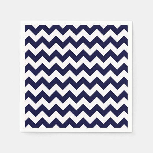 Navy Blue White Chevron Zig-Zag Pattern Servet (Voorkant)