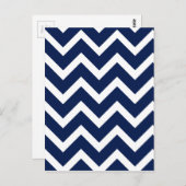 Navy Blue & White Chevron Zigzag Pattern Briefkaart (Voorkant / Achterkant)