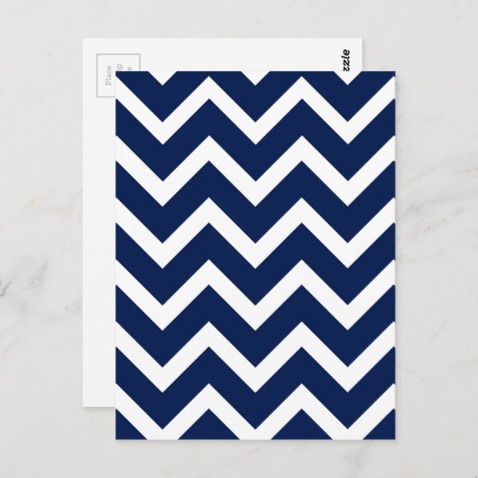 Navy Blue & White Chevron Zigzag Pattern Briefkaart (Voorkant / Achterkant)