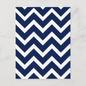 Navy Blue & White Chevron Zigzag Pattern Briefkaart (Voorkant)