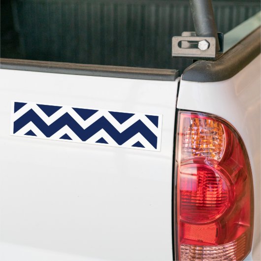 Navy Blue & White Chevron Zigzag Pattern Bumpersticker (Op Truck)