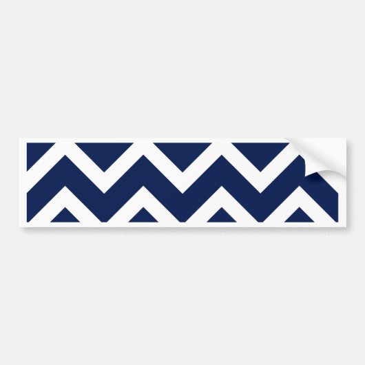 Navy Blue & White Chevron Zigzag Pattern Bumpersticker (Voorkant)