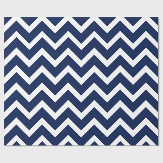 Navy Blue & White Chevron Zigzag Pattern Cadeaupapier (Vlak)