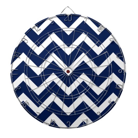 Navy Blue & White Chevron Zigzag Pattern Dartbord (Voorkant)