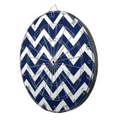 Navy Blue & White Chevron Zigzag Pattern Dartbord (Voorkant Rechts)