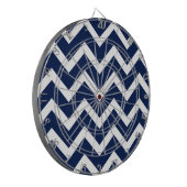 Navy Blue & White Chevron Zigzag Pattern Dartbord (Voorkant Links)