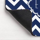 Navy Blue & White Chevron Zigzag Pattern Muismat (Hoek)