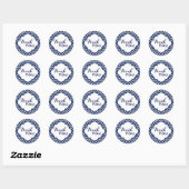 Navy Blue & White Chevron Zigzag Pattern Ronde Sticker (Vel)