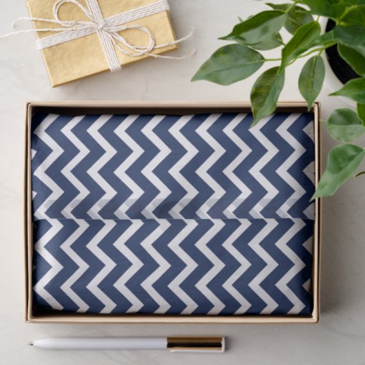 Navy Blue & White Chevron Zigzag Pattern Tissuepapier (Geschenk)