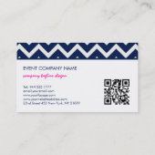 Navy Blue & White Chevron Zigzag Pattern Visitekaartje (Achterkant)