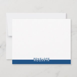Navy Blue White Chic Modern Minimalist Colorblock Notitiekaartje