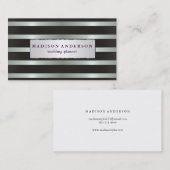 Navy Blue & White Chic Stripes in Gold Business Ca Visitekaartje (Voorkant / Achterkant)