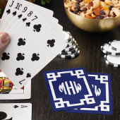 Navy Blue White Circle Monogram Grieks Zeer belang Pokerkaarten