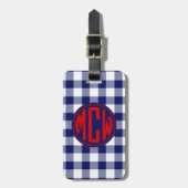 Navy Blue White Circle Monogram Whisky DIY BG Bagagelabel (Voorkant verticaal)