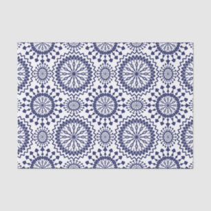 Navy Blue White Circle Patroon Tissuepapier