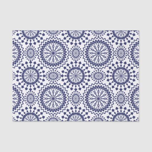 Navy Blue White Circle Patroon Tissuepapier (Voorkant)