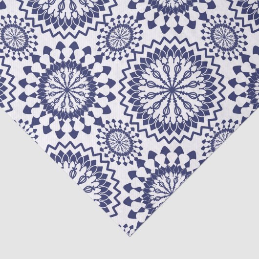 Navy Blue White Circle Patroon Tissuepapier (Detail)