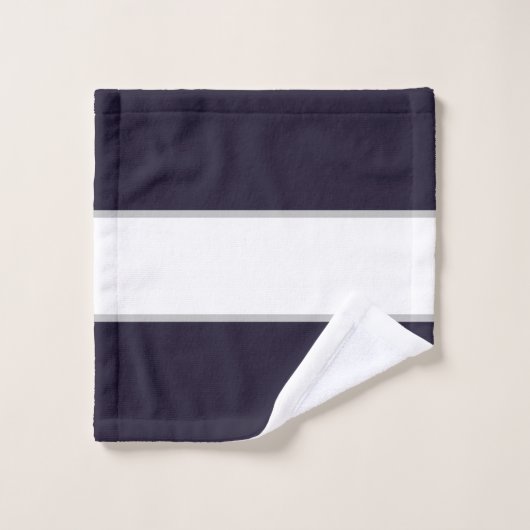 Navy Blue White Classic Monogram Bath-handdoekset Bad Handdoek (Wasdoekje)