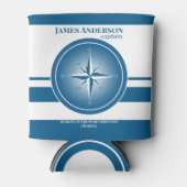 Navy Blue White Compass Nautical Koelbox Blikjeskoeler (Voorkant)