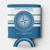 Navy Blue White Compass Nautical Koelbox Blikjeskoeler (Achterkant)