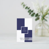 Navy blue white corporate logo QR code Visitekaartje (Staand voorkant)
