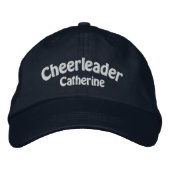 Navy Blue & White Custom Cheerleader Geborduurde Pet (Voorkant)