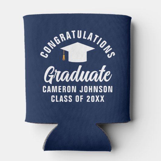 Navy Blue White Custom Graduation Party Blikjeskoeler (Achterkant)