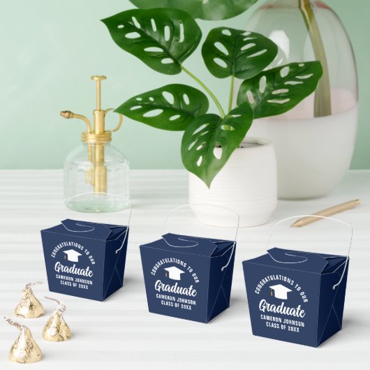 Navy Blue White Custom Graduation Party Fortune Bedankdoosjes (Meervoudige)