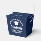 Navy Blue White Custom Graduation Party Fortune Bedankdoosjes (Voorkant Zijde)
