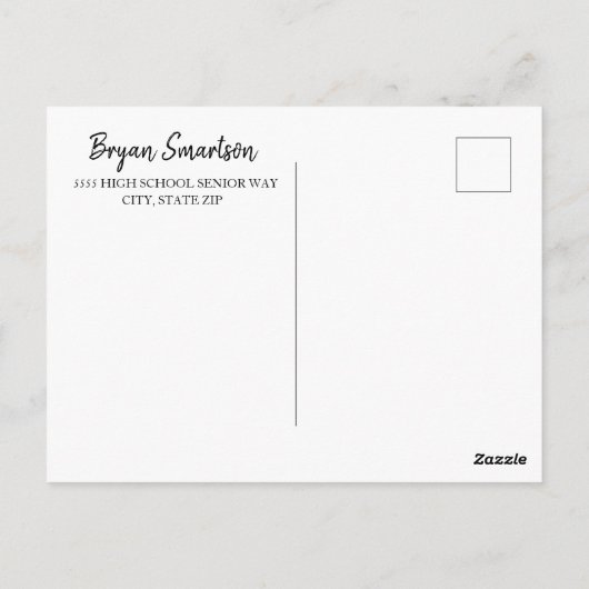 Navy Blue White Custom Photo Graduparty Briefkaart (Achterkant)