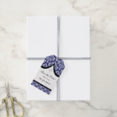 Navy Blue White Damask Bewaar de datum Labels Cadeaulabel (Met Touw)