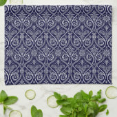 Navy Blue & White Damask Kitchen Towel Theedoek (Gevouwen)